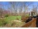 Picturesque backyard with lush greenery, a deck, and blooming trees enhancing the natural beauty at 2170 Running Brook Ln, Greenwood, IN 46143