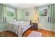 Bedroom with two windows, a neutral color scheme, and wood flooring at 2910 S Sheridan Ave, Indianapolis, IN 46203