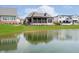 Spacious backyard featuring a serene water view and lush green lawn at 4258 Hamilton Run, Zionsville, IN 46077