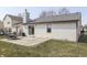 This backyard has a concrete patio and sliding glass doors that lead into the house at 855 Queensgate Dr, Greenwood, IN 46143