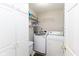 Laundry room featuring modern washer and dryer, storage shelves and white cabinets at 1044 Timber Creek Dr # 4, Carmel, IN 46032
