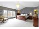 A luxurious main bedroom features plush carpet, large windows, and ample natural light at 12030 Auburn Creek, Zionsville, IN 46077