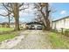 Long gravel driveway leading to a carport with parking for two vehicles at 1270 Eugene St, Indianapolis, IN 46208