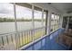 Enclosed porch with seating, a blue floor, and view of the water at 3004 Lake Shore Dr # E, Indianapolis, IN 46205
