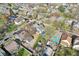 An aerial shot displays a tidy residential neighborhood with well-arranged homes and tree-lined streets at 422 N Oxford St, Indianapolis, IN 46201