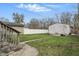 Expansive backyard featuring a well-kept lawn and a detached garage, offering ample space and storage at 4815 Winthrop Ave, Indianapolis, IN 46205