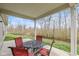 Covered patio featuring a round table with seating and a lovely view of the yard at 6535 Heben Ct, Indianapolis, IN 46113