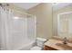Standard bathroom featuring a shower and bathtub combination and a light marble top sink vanity at 6869 W Winding, McCordsville, IN 46055