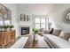Bright living room featuring fireplace, large windows, and modern decor at 9223 Steeplechase Dr, Indianapolis, IN 46250