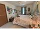 Bedroom with a floral bedspread and light green curtains at 1066 Woodridge, Brownsburg, IN 46112