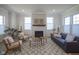 Comfortable living room with fireplace, neutral-toned furniture, and plenty of natural light at 13107 Pennington Rd, Fishers, IN 46037