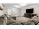 Comfortable living room with a large sectional sofa, soft carpeting, and entertainment center with a mounted TV at 1401 Farmhouse Dr, Westfield, IN 46074