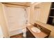 Bathroom showcasing a vanity with granite countertop and a shower-tub combo at 2317 St Peter St, Indianapolis, IN 46203