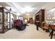 The finished basement offers a spacious recreation and relaxation area, great for entertaining at 2889 Grimes Way, Columbus, IN 47201