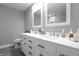 Elegant bathroom with double sink vanity, modern fixtures, and a neutral color scheme at 2889 Grimes Way, Columbus, IN 47201