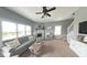 Spacious living room with a fireplace, neutral tones, and abundant natural light at 3806 Sycamore Bend S Way, Columbus, IN 47203