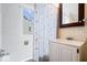 Bathroom with sink, vanity and tub/shower combo with shower curtain at 4711 Cornelius Ave, Indianapolis, IN 46208