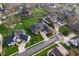 Expansive aerial view of a residential neighborhood with lush green lawns and mature trees at 5202 Logan Ln, Indianapolis, IN 46250