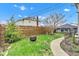Backyard with privacy fence, mature trees, and a well-manicured lawn creating a serene outdoor oasis at 524 N Meridian St, Lebanon, IN 46052