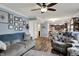 Spacious living room with dining area and kitchen at 594 N Shore Blvd, Franklin, IN 46131