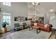 Bright living room with vaulted ceilings, cozy seating, and stylish decor for modern comfort at 6064 Brandermill Rdg, Columbus, IN 47203