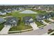 Aerial view of a neighborhood with a pond, showcasing the property's location and community amenities at 7391 Blanford Dr, Plainfield, IN 46168