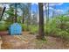 The backyard features a blue shed at 7469 Lion Dr, Nineveh, IN 46164