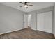 Bedroom featuring plank floors, ceiling fan and closet at 7469 Lion Dr, Nineveh, IN 46164