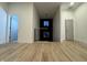 Bright hallway with modern railings and neutral paint at 1038 St Peter St, Indianapolis, IN 46203
