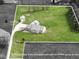 Aerial shot of a property highlighting a spacious lot and separate storage shed at 1873 S 510 E, Franklin, IN 46131