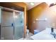Standard bathroom with glass shower door and modern sink at 3037 Santiago Dr, Greenwood, IN 46143