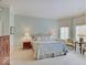 Large bedroom featuring bay windows, neutral walls and carpet, and two end tables with lamps at 443 Mclaren Ln, Carmel, IN 46032