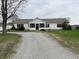 Charming ranch home with a gravel driveway, well-manicured lawn, and classic black shutters at 6431 W 800 S, Pendleton, IN 46064