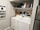 Convenient laundry area with washer, dryer, storage shelves, and plenty of room at 1198 Paradise N Way # C, Greenwood, IN 46143