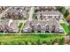 Neighborhood aerial view showing attractive multi-Gathering homes with manicured lawns and trees at 12658 Watford Way, Fishers, IN 46037