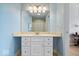 Bright bathroom with a large mirror and vanity and streamlined lighting at 20251 Dayspring Ct, Noblesville, IN 46062