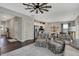 Open-concept living room seamlessly connected to a modern kitchen at 371 Bluestem Ln, Whiteland, IN 46184