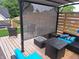 A cozy deck with a privacy screen, elegant seating, and stylish decor, perfect for relaxing and outdoor gatherings at 415 S Oxford St, Indianapolis, IN 46201