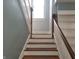 Staircase featuring wood treads and a white railing at 509 E Columbus St, Martinsville, IN 46151