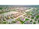 An aerial view showcases the community featuring a tranquil pond, lush green spaces and neatly arranged homes at 7150 Brant Pointe Cir, Indianapolis, IN 46217
