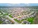 Picturesque aerial view of a residential community with green lawns, tree-lined streets, and a charming roundabout at 7150 Brant Pointe Cir, Indianapolis, IN 46217
