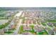 Aerial view showcasing the neighborhood's attractive landscaping, cul-de-sacs, and pond at 7150 Brant Pointe Cir, Indianapolis, IN 46217