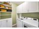 Bright laundry room featuring new washer and dryer and storage at 8160 Nik St, Brownsburg, IN 46112