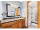 Bathroom vanity with a tile walk in shower at 923 Jonathan Dr, Plainfield, IN 46168