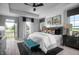 Serene main bedroom with abundant natural light, tray ceiling, and modern decor, creating a relaxing retreat at 998 Kinzer Ave, Carmel, IN 46032