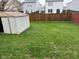 Backyard featuring a storage shed with a wooden privacy fence at 1254 Kenwood Dr, Greenwood, IN 46143