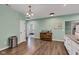 View of kitchen area with hardwood floors and eat in area at 1407 Allen Ct, Shelbyville, IN 46176
