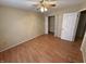 Spacious bedroom with laminate floors offers natural light and ample closet space for storage at 1424 Ashley Dr, Lebanon, IN 46052
