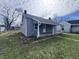 Charming home with light blue siding, a cozy front porch, and a well-maintained lawn at 1445 S Belmont Ave, Indianapolis, IN 46221
