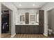 Modern bathroom showcasing double vanity, granite countertop, and designer lighting at 1484 N County Road 900 E, Avon, IN 46123